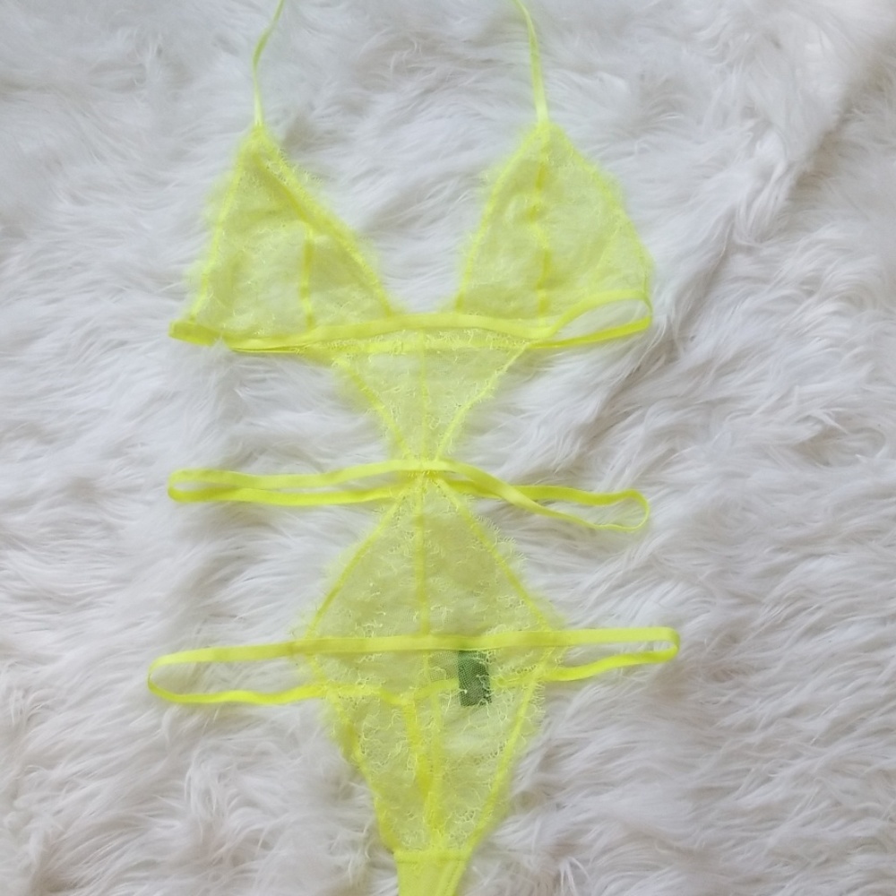Victoria secret neon strappy teddy